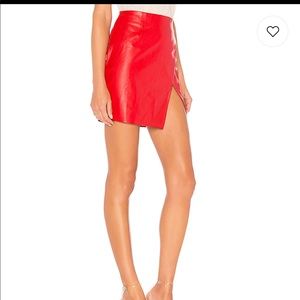Revolve Trinity Red Faux Leather Skirt small NWT
